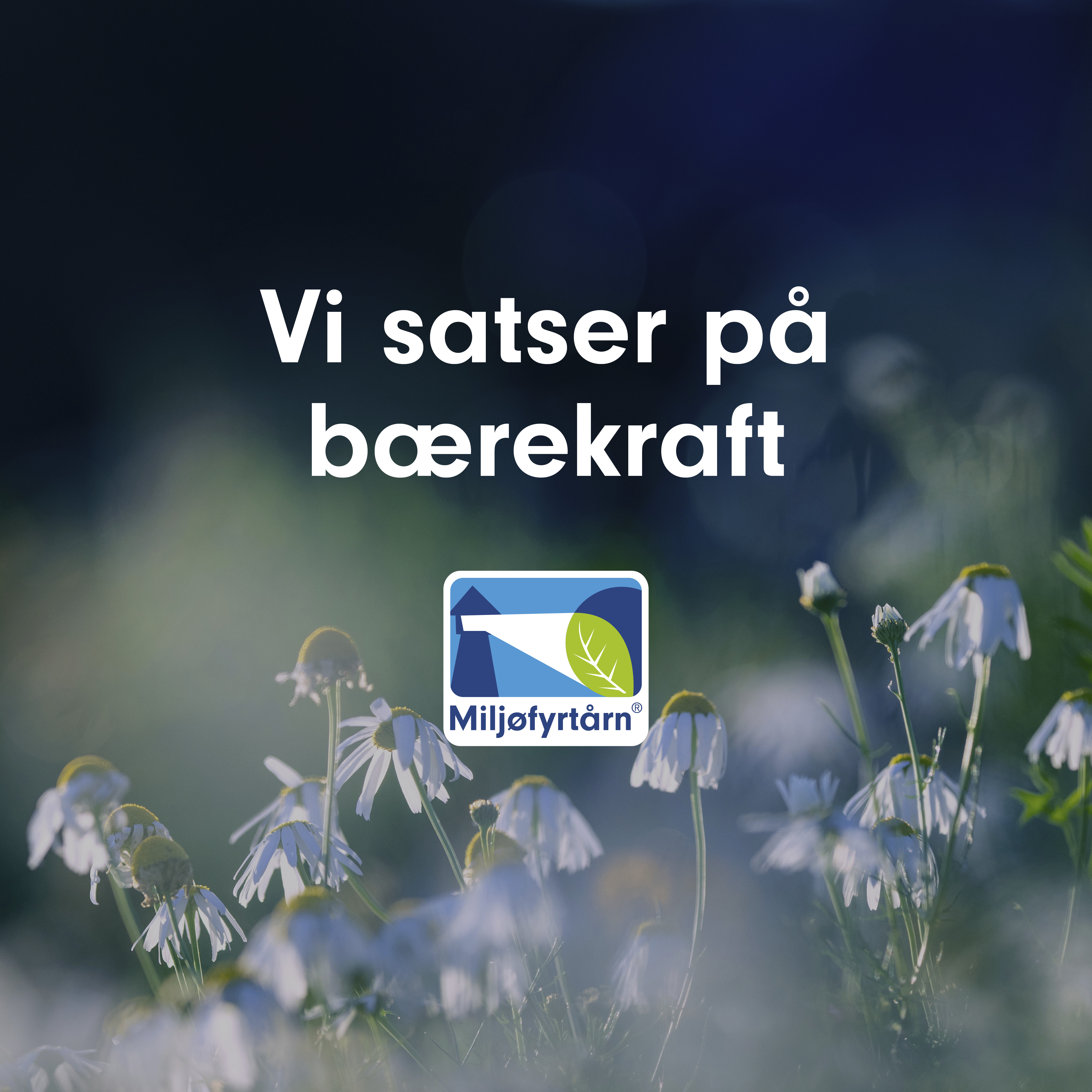 Blomster med tekst: Vi satser på bærekraft